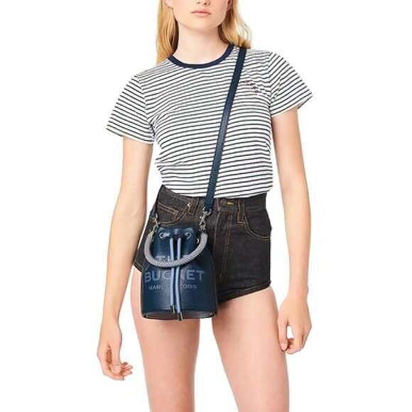 Marc Jacobs Women's The Bucket Leather Bucket Crossbody Bag Blue Sea OS - Picture 2 of 16